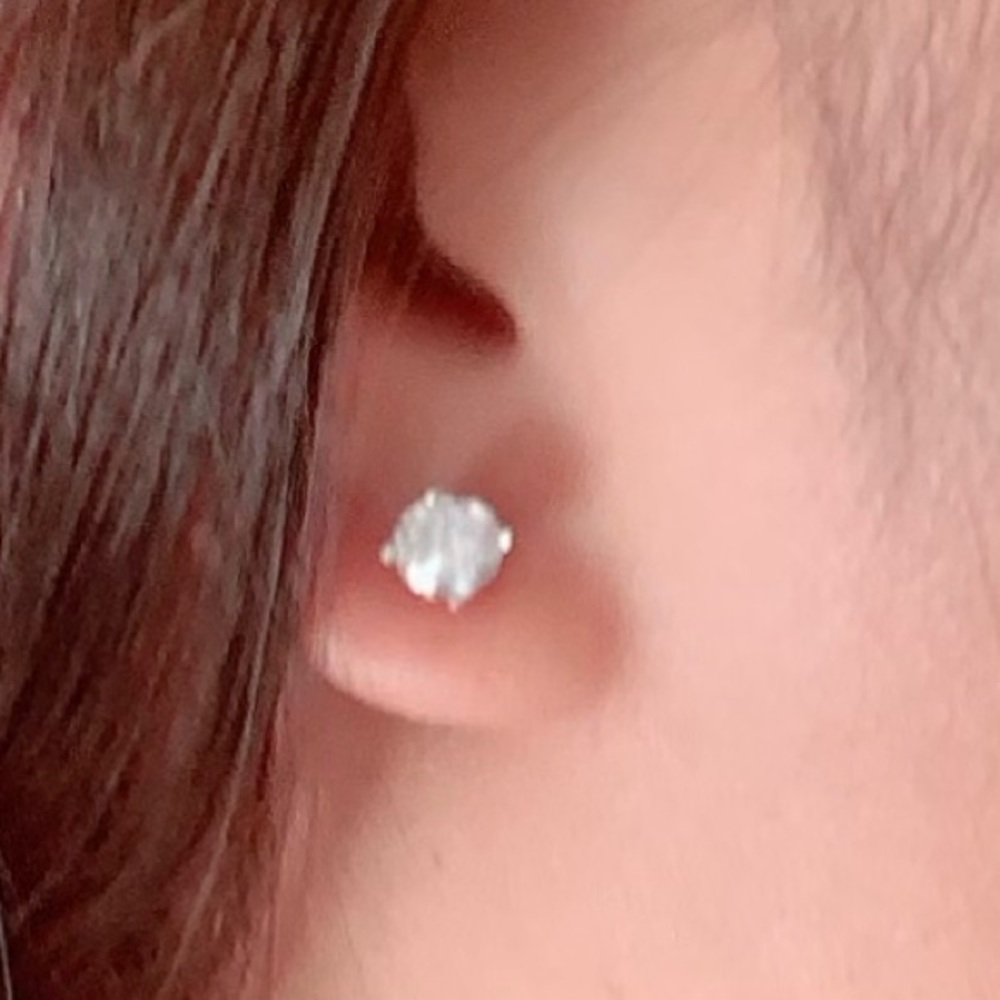14k WG Round Brilliant Cut Natural Diamond Stud Earrings - Picture 8 of 10